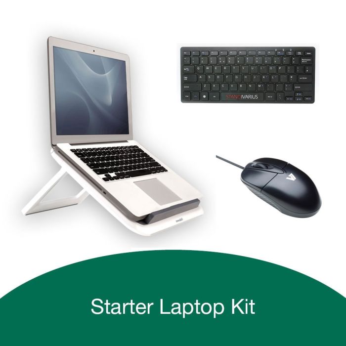 Starter Kit: I-Spire Series™ Laptop Quick Lift, Piano Mini Keyboard & V7 Optical Mouse