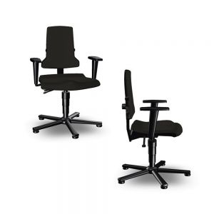 Bimos ESD Sintec - Standard Height (430-580 mm), ESD Glides - front angle and side views, with armrests