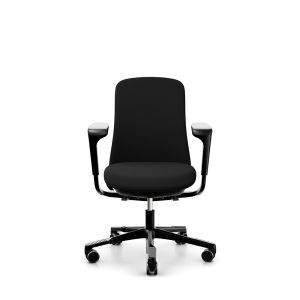 HÅG SoFi 7200 Black Frame Medium Back Task Chair - black, front view, with armrests