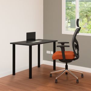 Positiv Homeworker Desk (Foldaway Legs) - lifestyle shot of black desk with black legs