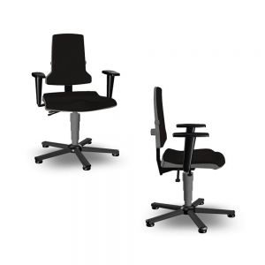 Bimos Sintec - Standard Height (430-580 mm), Glides - front angle and side views, with armrests