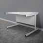 Cantilever Fixed Height Desk - White/Silver - front angle view