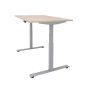 DeskRite 350 Electric Sit-Stand Desk - ash desk and silver frame, side angle view