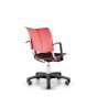 HÅG Conventio Wing 9822 - red plastic, black fabric seat, back angle view with armrests