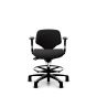 RH Activ 200 Ergonomic Office & Industry Chair - black, front view, with armrests, footring and glides