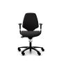 RH Activ 220 Ergonomic Office & Industry Chair - black, front view, with armrests and castors
