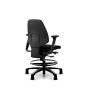 RH Activ 220 Ergonomic Office & Industry Chair - black, back angle view, with armrests, footring and glides