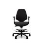 RH Activ 220 Ergonomic Office & Industry Chair - black, front view, with armrests, footring and glides