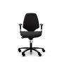 RH Activ 222 Ergonomic Office & Industry Chair - black, front view, with armrests and castors