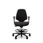 RH Activ 222 Ergonomic Office & Industry Chair - black, front view, with armrests, footring and glides