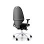 RH Extend 220 Ergonomic Office Chair - black, back angle view, with armrests and grey lacquered aluminium base