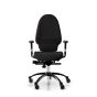 RH Extend 220 Ergonomic Office Chair - black, front view, with armrests and black aluminium base