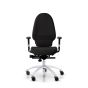 RH Extend 220 Ergonomic Office Chair - black, front view, with armrests and grey lacquered aluminium base