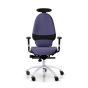RH Extend 220 Ergonomic Office Chair - navy, front view, with armrests & neckrest, and grey lacquered aluminium base