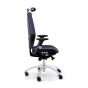 RH Extend 220 Ergonomic Office Chair - navy, side view, with armrests & neckrest, and grey lacquered aluminium base