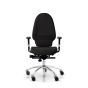 RH Extend 220 Ergonomic Office Chair - black, front view, with armrests and polished aluminium base