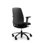 RH Logic 200 Medium Back Ergonomic Office Chair - black, back angle view, with armrests and black aluminium base