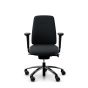 RH Logic 200 Medium Back Ergonomic Office Chair - black, front view, with armrests and black aluminium base