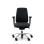 RH Logic 200 Medium Back Ergonomic Office Chair - black, front view, with armrests and polished aluminium base