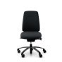 RH Logic 200 Medium Back Ergonomic Office Chair - black, front view, with black aluminium base