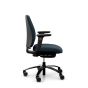 RH Logic 200 Medium Back Ergonomic Office Chair - navy, side view, with armrests, and black aluminium base