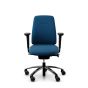 RH Logic 200 Medium Back Ergonomic Office Chair - royal blue, front view, with armrests, and black aluminium base