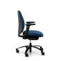 RH Logic 200 Medium Back Ergonomic Office Chair - royal blue, side view, with armrests, and black aluminium base