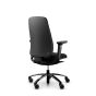 RH New Logic 220 High Back Ergonomic Office Chair - black, back angle view, with armrests, and black aluminium base