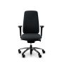 RH New Logic 220 High Back Ergonomic Office Chair - black, front view, with armrests, and black aluminium base