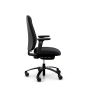 RH New Logic 220 High Back Ergonomic Office Chair - black, side view, with armrests, and black aluminium base