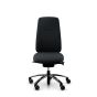 RH New Logic 220 High Back Ergonomic Office Chair - black, front view, without armrests, and black aluminium base