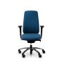 RH New Logic 220 High Back Ergonomic Office Chair - royal blue, front view, with armrests, and black aluminium base