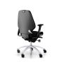 RH Logic 300 Medium Back Ergonomic Office Chair - black, back angle view, with armrests and silver aluminium base