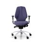 RH Logic 300 Medium Back Ergonomic Office Chair - navy, front view, with armrests and silver aluminium base