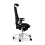 RH Logic 400 High Back Ergonomic Office Chair - black, side view, with armrests & neckrest, and silver aluminium base