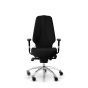 RH Logic 400 Elite High Back Ergonomic Office Chair - black, front view, with armrests and polished aluminium base