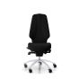 RH Logic 400 Elite High Back Ergonomic Office Chair - black, front view, with silver aluminium base
