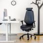 RH Logic 400 Elite High Back Ergonomic Office Chair - black, lifestyle shot, with armrests, neckrest and black aluminium base