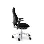 RH Mereo 220 Silver Frame Ergonomic Office Chair - black, side view, with armrests and silver base