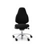 RH Mereo 220 Silver Frame Ergonomic Office Chair - black, front view, without armrests and silver base