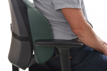 Image of a man using the Posturite Back Support with an ergonomic office chair